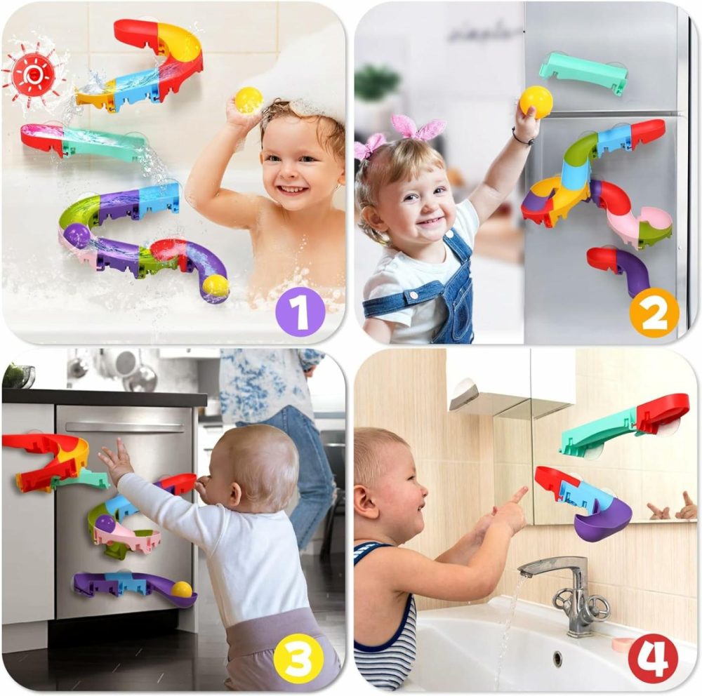 Toddler Bath Toys For Kids Ages 1-3 2-4 Mold Free Bathtub Toys Diy Slippery Slide Track Fun Baby Shower Toys With Suction Cups Birthday Gift For Boys Girls Bath Time 1 2 3 4 5 6 7 8  |  Bath Toys All Toys Bath Toys