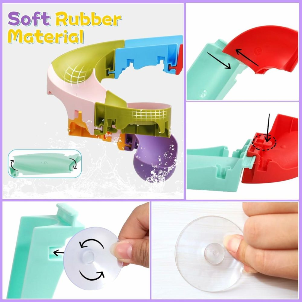 Toddler Bath Toys For Kids Ages 1-3 2-4 Mold Free Bathtub Toys Diy Slippery Slide Track Fun Baby Shower Toys With Suction Cups Birthday Gift For Boys Girls Bath Time 1 2 3 4 5 6 7 8  |  Bath Toys All Toys Bath Toys