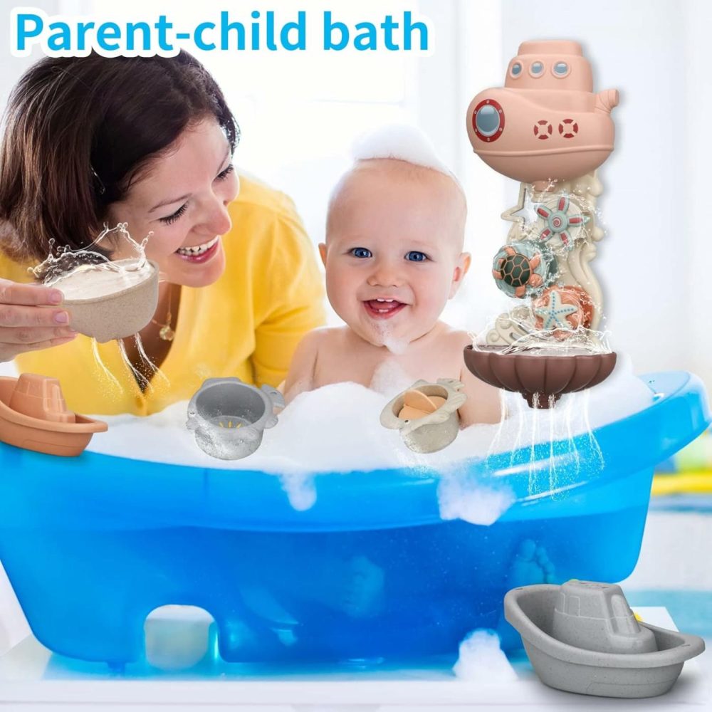 Toddler Bath Toys For Kids Ages 1-3 | Toddler Bath Toys For For Kids Ages 4-8 | Infants Bathtub Toys With 2 Shark Shower | 2 Toy Boats & 4 Baby Bath Cup | Bath Toys For Babies 6-12 Months  |  Bath Toys All Toys Bath Toys