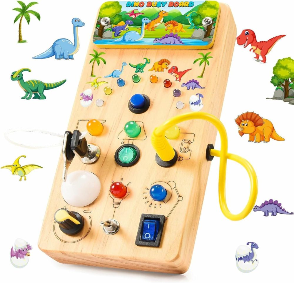 Toddler Busy Board Montessori Toys For 1 2 3+ Year Old,Wooden Busy Board Light Switch Sensory Toys Kids Fidget Toys Airplane Travel Toys For Baby Toddlers Age 1-3 Boys Girls Birthday  |  Sorting & Stacking Toys All Toys Sorting & Stacking Toys