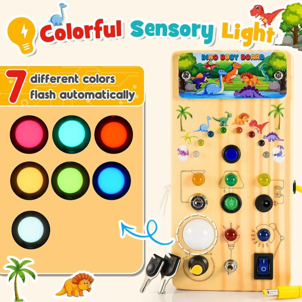 Toddler Busy Board Montessori Toys For 1 2 3+ Year Old,Wooden Busy Board Light Switch Sensory Toys Kids Fidget Toys Airplane Travel Toys For Baby Toddlers Age 1-3 Boys Girls Birthday  |  Sorting & Stacking Toys All Toys Sorting & Stacking Toys