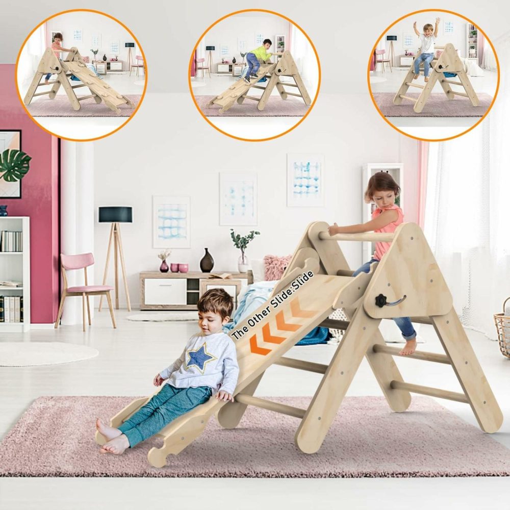 Toddler Climbing Toys Indoor  Foldable Climbing Toys For Toddlers  Montessori Climbing Set With Triangle Climber  Arch Ramp  Rock Climber  Slide  Rocker  Wooden Montessori Toys For Toddlers  |  Indoor Climbers & Play Structures All Toys Indoor Climbers & Play Structures