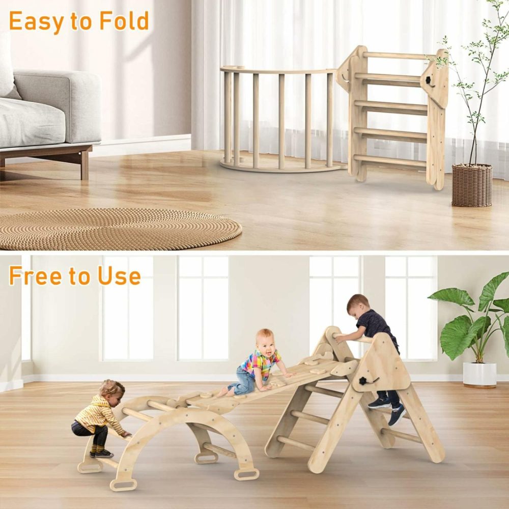 Toddler Climbing Toys Indoor  Foldable Climbing Toys For Toddlers  Montessori Climbing Set With Triangle Climber  Arch Ramp  Rock Climber  Slide  Rocker  Wooden Montessori Toys For Toddlers  |  Indoor Climbers & Play Structures All Toys Indoor Climbers & Play Structures