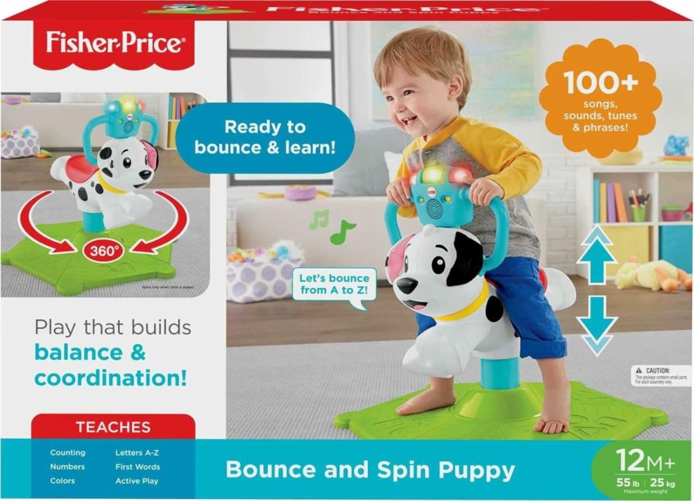 Toddler Learning Toy  Bounce And Spin Puppy Stationary Ride-On Bouncer With Music & Lights For Infants Ages 1+ Years  |  Musical Toys All Toys