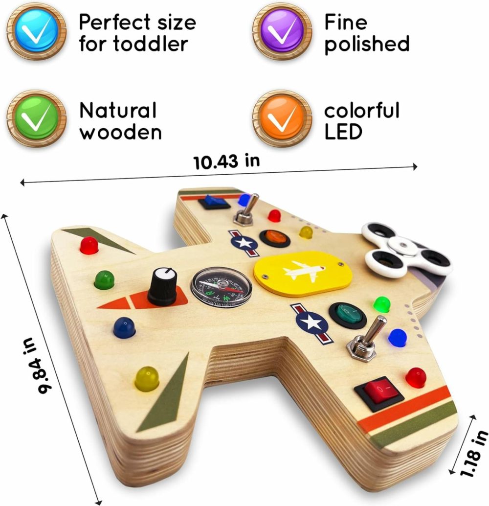 Toddler Montessori Busy Board – Wooden Educational Toy With Lights  Switches  Compass  Relay  Spinner – Sensory Board – Preschool Motor Skills Learning Activities – Christmas & Birthday Gift  |  Sorting & Stacking Toys All Toys Sorting & Stacking Toys