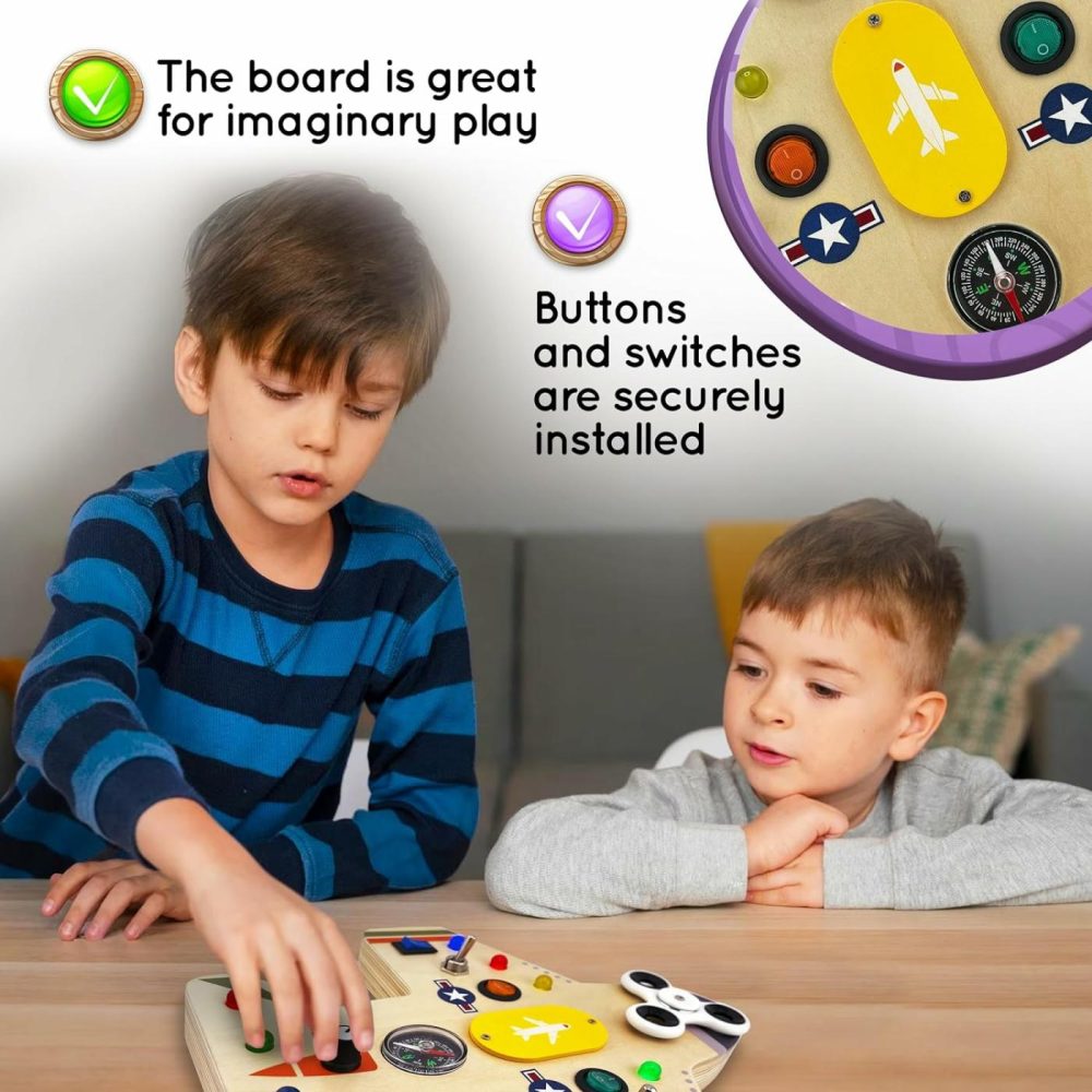 Toddler Montessori Busy Board – Wooden Educational Toy With Lights  Switches  Compass  Relay  Spinner – Sensory Board – Preschool Motor Skills Learning Activities – Christmas & Birthday Gift  |  Sorting & Stacking Toys All Toys Sorting & Stacking Toys