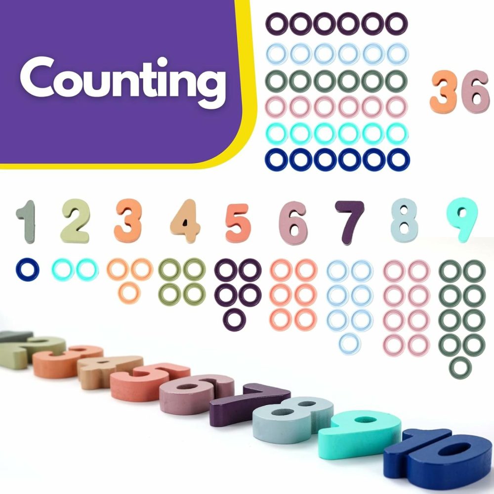 Toddler Montessori Toys Teaches Number  Counting  Math  Stacking Fun Preschool Learning Activates For Boy And Girl | 1 Year Old Boy Gifts And Beyond! (Macaron)  |  Sorting & Stacking Toys All Toys Macroon