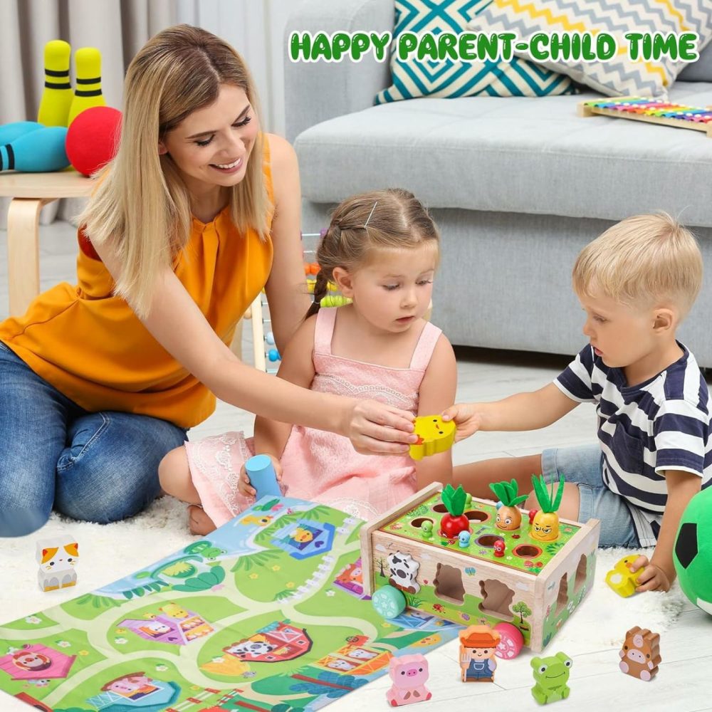 Toddler Montessori Wooden Farm Toys | Babies 12-18 Months Toy With Game Map For 1 2 3 Year Old Boys Girls | 1St First Birthday Gifts For 1-2 Years | Wood Learning Educational Toys Fine Motor Skills  |  Sorting & Stacking Toys All Toys Sorting & Stacking Toys