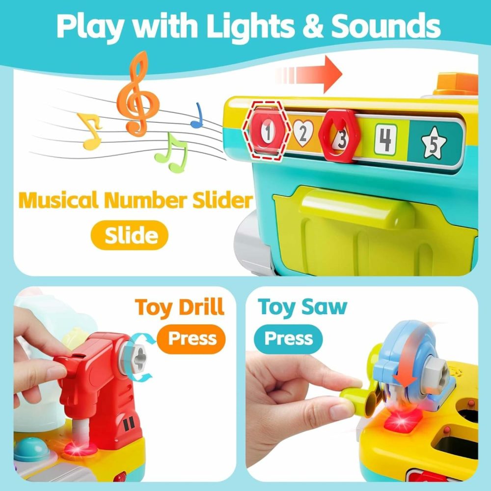 Toddler Musical Workbench Toys For One Year Old Boys  Baby Pretend Play Tool Set  Infant Shape Sorter Activities  Kids Pounding Game  1St Birthday Gift For 12 18 24 Month Girls Age 1 2 3  |  Hammering & Pounding Toys All Toys Hammering & Pounding Toys