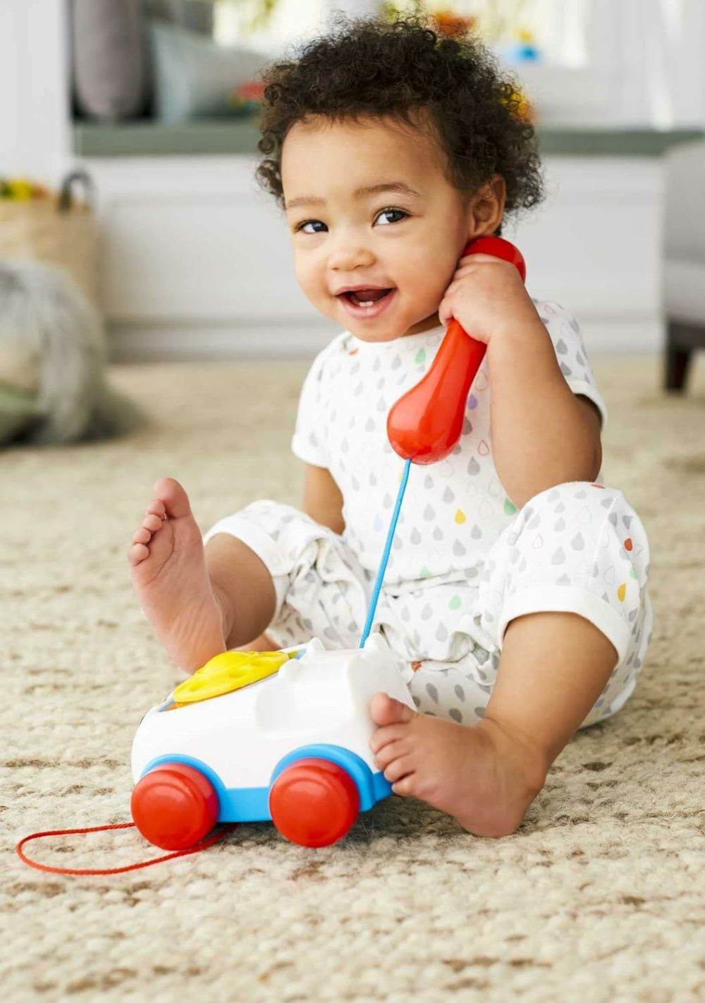 Toddler Pull Toy Chatter Telephone Pretend Phone With Rotary Dial And Wheels For Walking Play Ages 1+ Years  |  Electronic Early Development Toys All Toys Electronic Early Development Toys