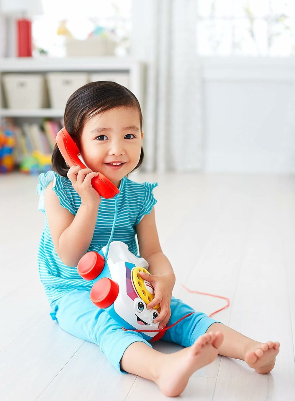 Toddler Pull Toy Chatter Telephone Pretend Phone With Rotary Dial And Wheels For Walking Play Ages 1+ Years  |  Electronic Early Development Toys All Toys Electronic Early Development Toys