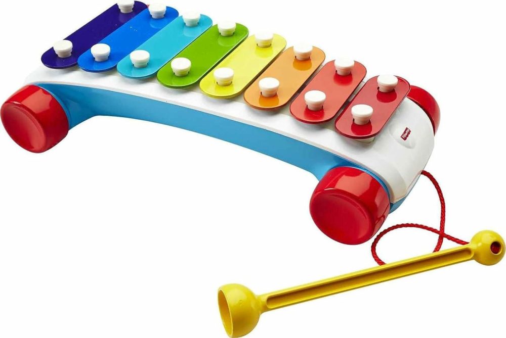 Toddler Pull Toy  Classic Xylophone Pretend Musical Instrument With Mallet And Rolling Wheels For Ages 18+ Months  |  Musical Toys All Toys