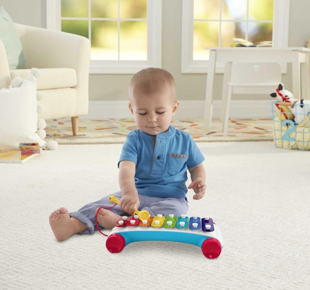 Toddler Pull Toy  Classic Xylophone Pretend Musical Instrument With Mallet And Rolling Wheels For Ages 18+ Months  |  Musical Toys All Toys