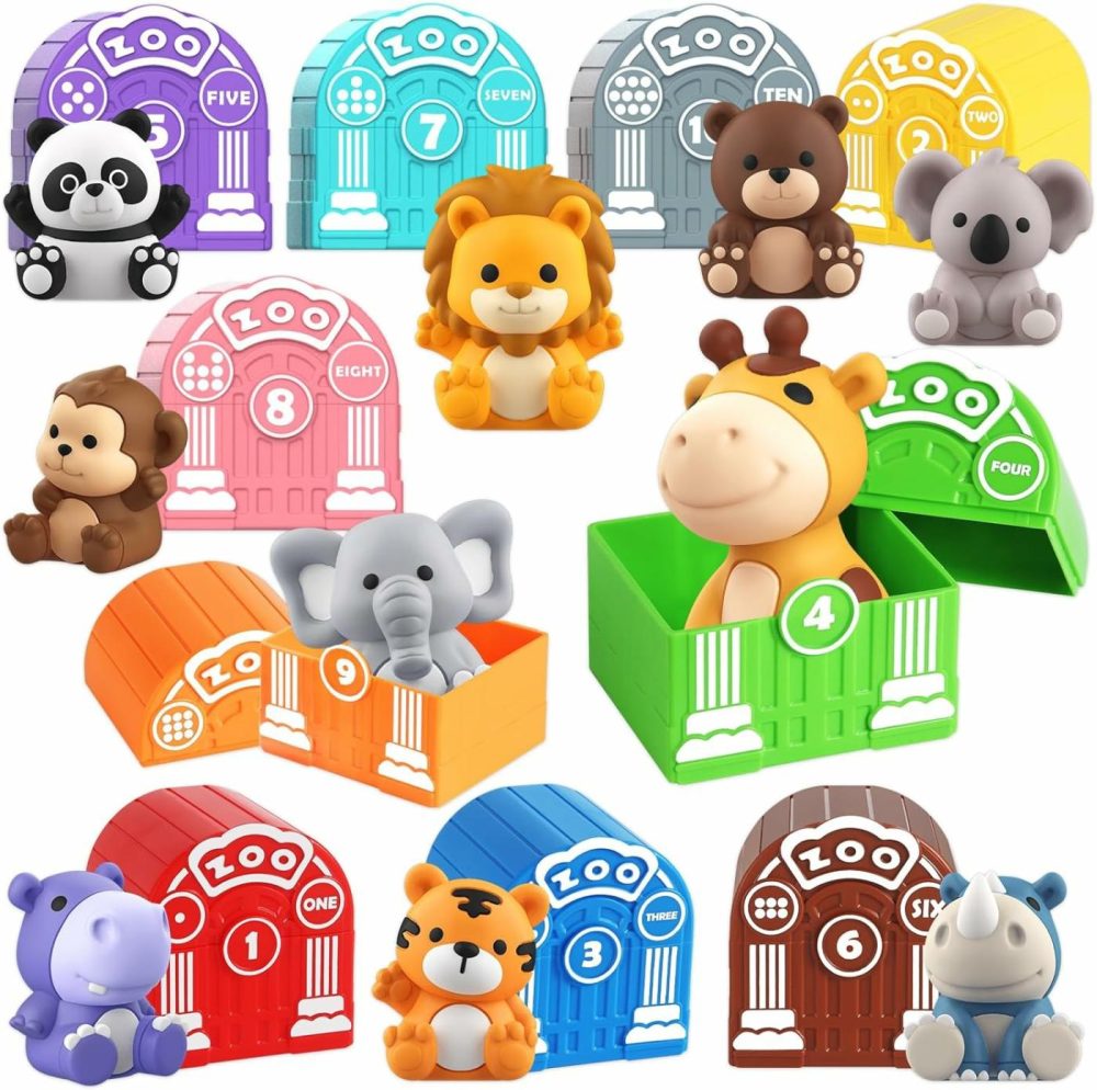 Toddler Toy For 1 2 3+ Years Old  Learning Toy For Toddlers With 20Pcs Safari Animal Toy  Montessori Educational Toy For Kids  Easter Gift Toy With 10 Animals &10 Houses For Babies Boys Girls  |  Sorting & Stacking Toys All Toys Sorting & Stacking Toys