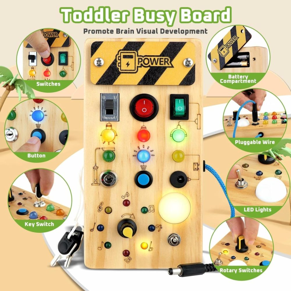 Toddler Toys Busy Board With Led Light  Preschool Learning Activities Sensory Toys For Toddlers 1-3,Montessoti Toys 1 2 3 Year Old Birthday Gift  |  Sorting & Stacking Toys All Toys Led Busy Board