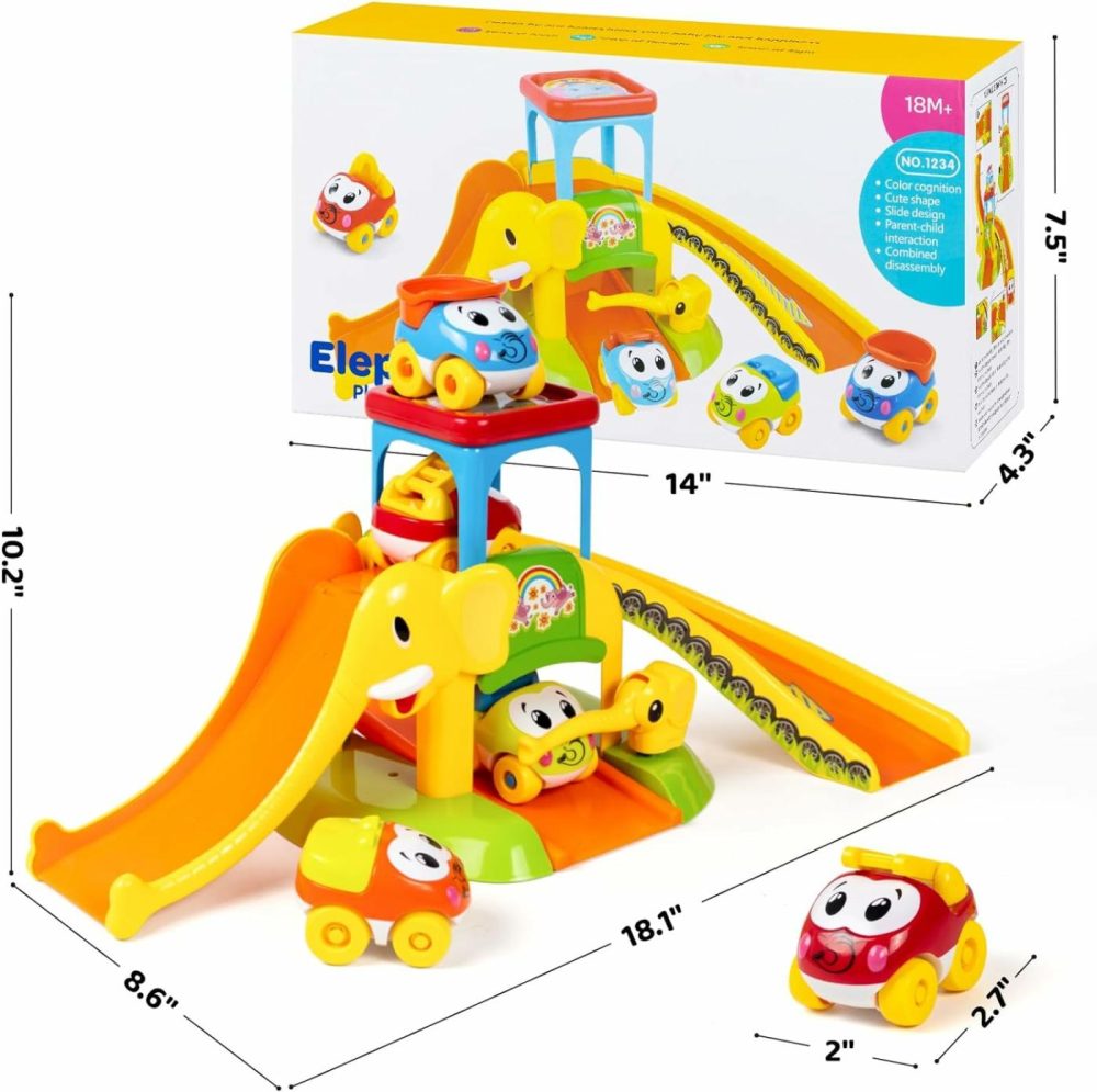 Toddler Toys For 1 2 3 Year Old Boys And Girls Birthday Gifts  Elephant Slide With 4 Animal Cars Learning Baby Toys 12-18 Months  Educational Toys For 1+ Year Old  Toddler Push Car Tracks Ages 1-2  |  Push & Pull Toys All Toys Push & Pull Toys