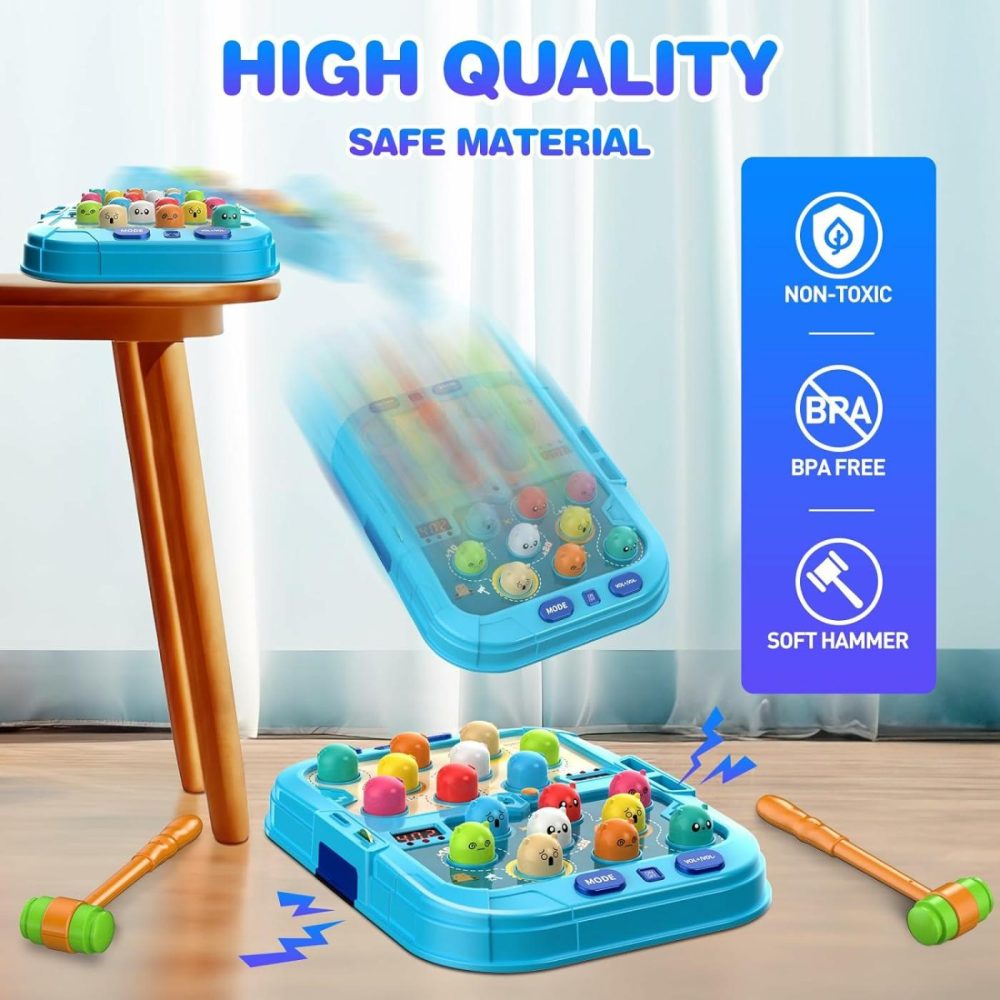 Toddler Toys For 3 4 5 Year Old Boys,Toddler Games,With 2 Hammers,5 Modes Light-Up,9 Music Sprays,Interactive Educational Pounding Toys  Toys For 3-5 Year Old Boys  |  Hammering & Pounding Toys All Toys Hammering & Pounding Toys