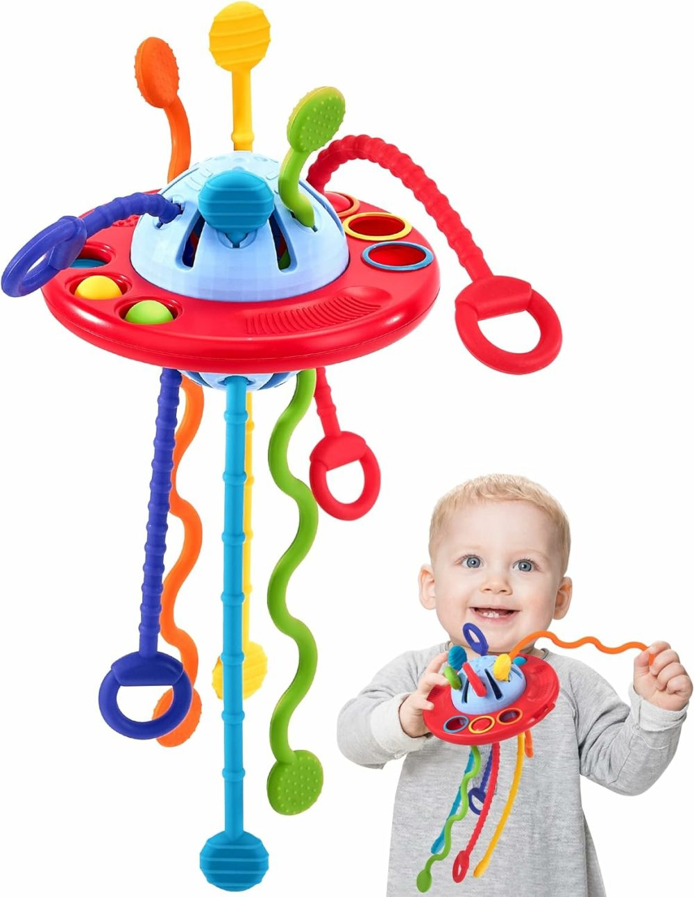 Toddler Toys – Silicone Pull String Toy For Toddlers 18M+ – Baby Fidget Montessori Toys – Sensory Plane Travel Toys  |  Push & Pull Toys All Toys Push & Pull Toys