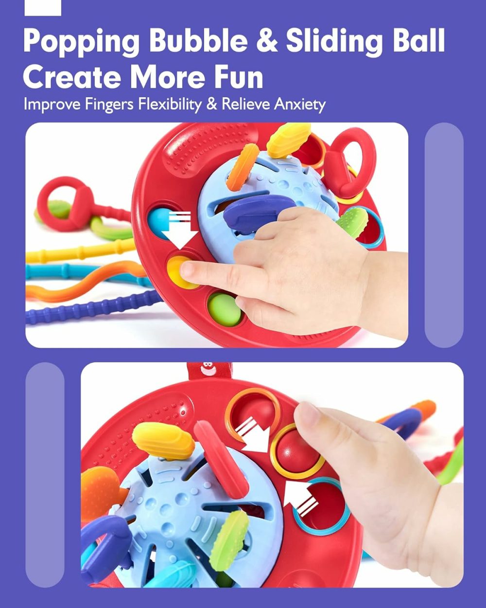 Toddler Toys – Silicone Pull String Toy For Toddlers 18M+ – Baby Fidget Montessori Toys – Sensory Plane Travel Toys  |  Push & Pull Toys All Toys Push & Pull Toys