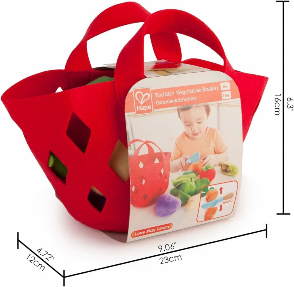 Toddler Vegetable Basket |Soft Vegetable Shopping Basket  Toy Grocery Food Playset Includes Cabbage  Bean Pod  Carrot  And More   Red  Medium  |  Sorting & Stacking Toys All Toys Sorting & Stacking Toys