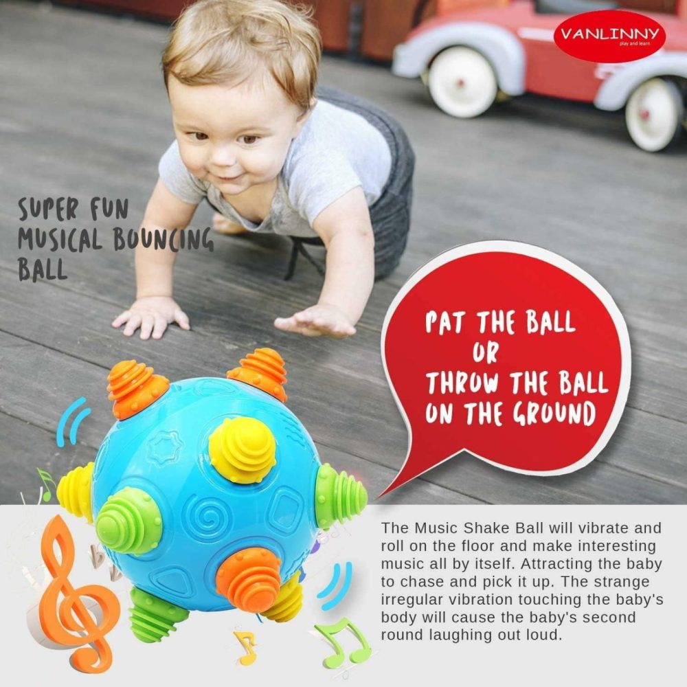 Toddlers Baby Music Shake Ball Toy Bumble Ball For Babies,Dancing Bumpy & Interactive Sounds Crawl Ball Toy  Best Bouncing Sensory Learning Gift For 3+ Year Old Boys&Girls.  |  Balls All Toys 1#navy