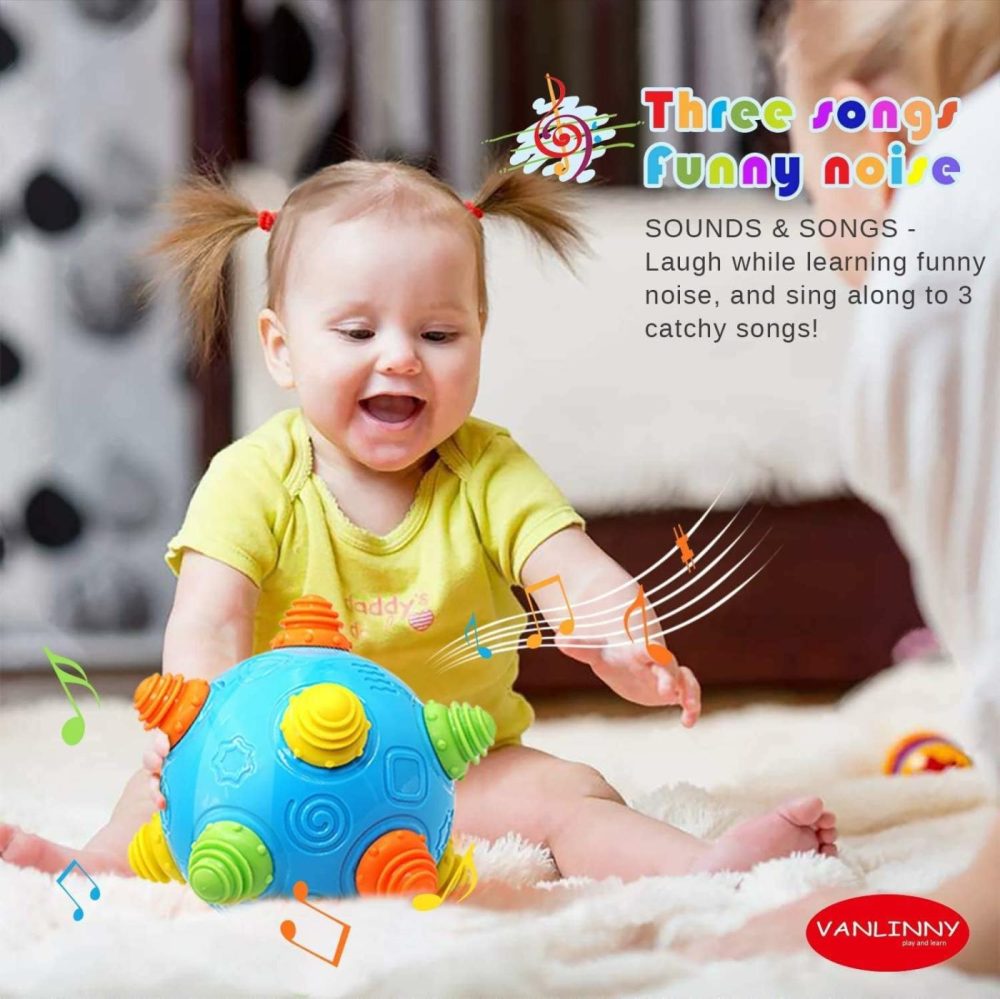 Toddlers Baby Music Shake Ball Toy Bumble Ball For Babies,Dancing Bumpy & Interactive Sounds Crawl Ball Toy  Best Bouncing Sensory Learning Gift For 3+ Year Old Boys&Girls.  |  Balls All Toys 1#navy