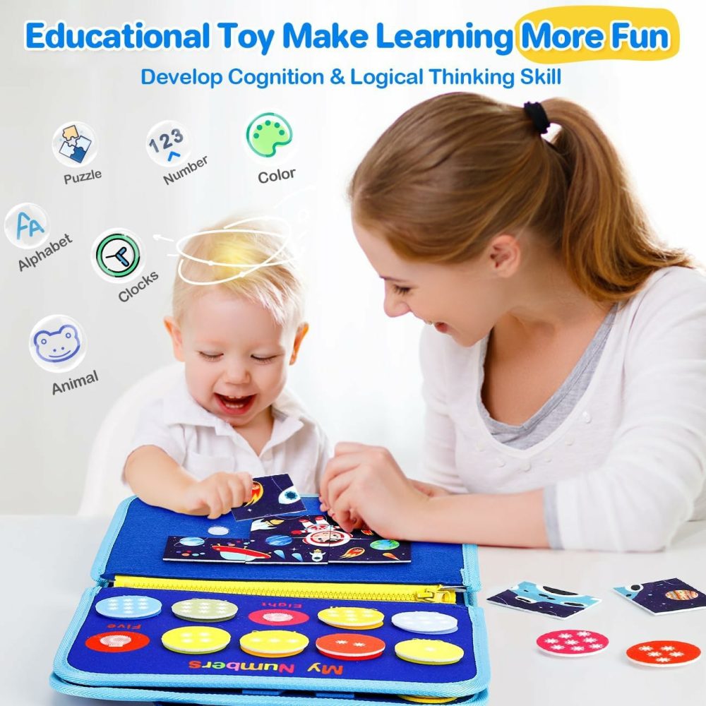 Toddlers Montessori Busy Board Toys For 1 Year Old Boy Gifts,Educational Preschool Learning Travel Toys For Toddlers 1-3,One Year Old Boys Girls 1St Christmas Birthday Gifts Age 1-2-4  |  Sorting & Stacking Toys All Toys Blue