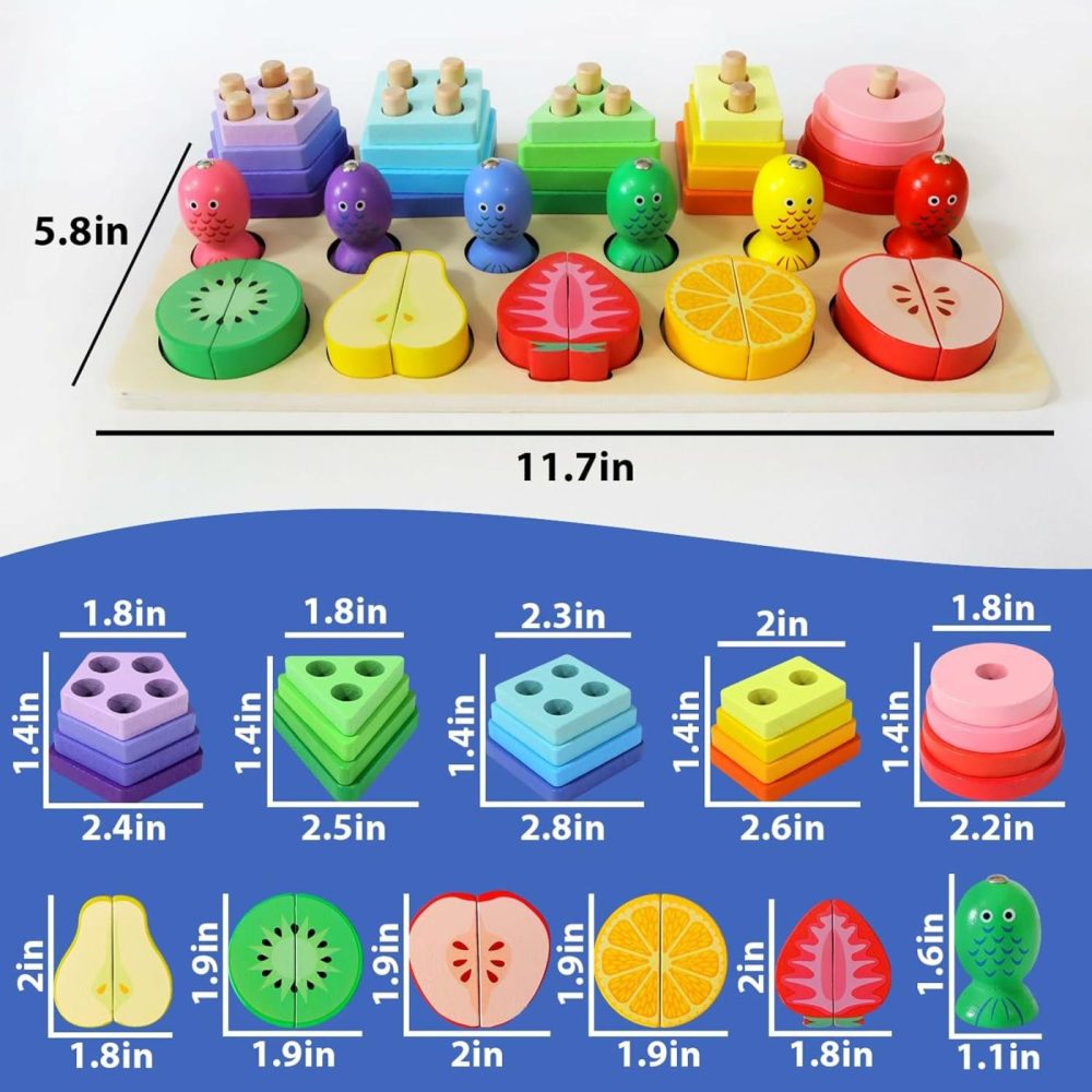 Toddlers Wooden Montessori Educational Toys For 1 2 3 Year Old Boys Girls  Shape Sorting Toys Fishing Games Birthday Gifts For Baby 1-3 Fine Motor Skills Preschool Learning Toy  |  Sorting & Stacking Toys All Toys Sorting & Stacking Toys