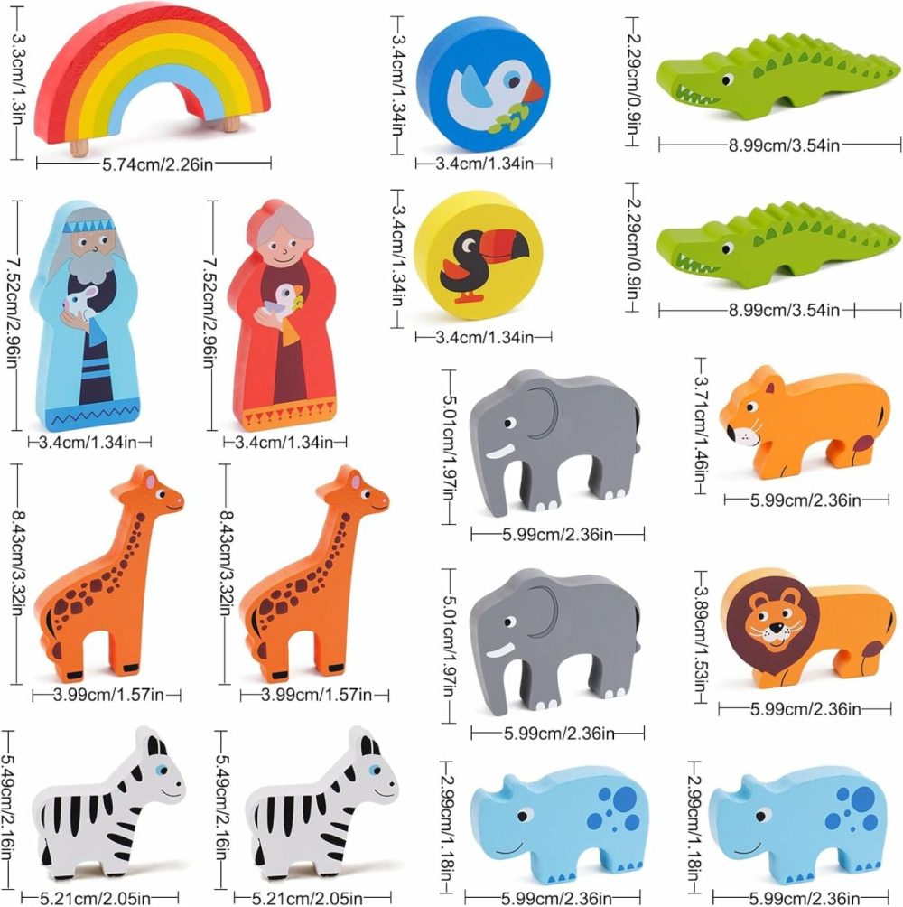 Toddlers Wooden Noah’s Ark Toy Animal Playset  Baptism Gifts For 1 2 3 Boys Girls  Shape Sorter Early Learning Montessori Toys With Bible Story Book For 12 18 24 Months Babies  |  Sorting & Stacking Toys All Toys Sorting & Stacking Toys