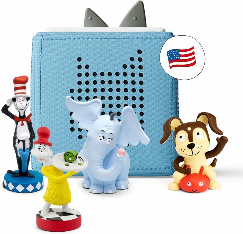 Toniebox Audio Player Starter Set With Sam-L-Am  Horton Hears A Who!  Cat In The Hat  And Playtime Puppy – Listen  Learn  And Play With One Huggable Little Box – Light Blue  |  Musical Toys All Toys Light Blue