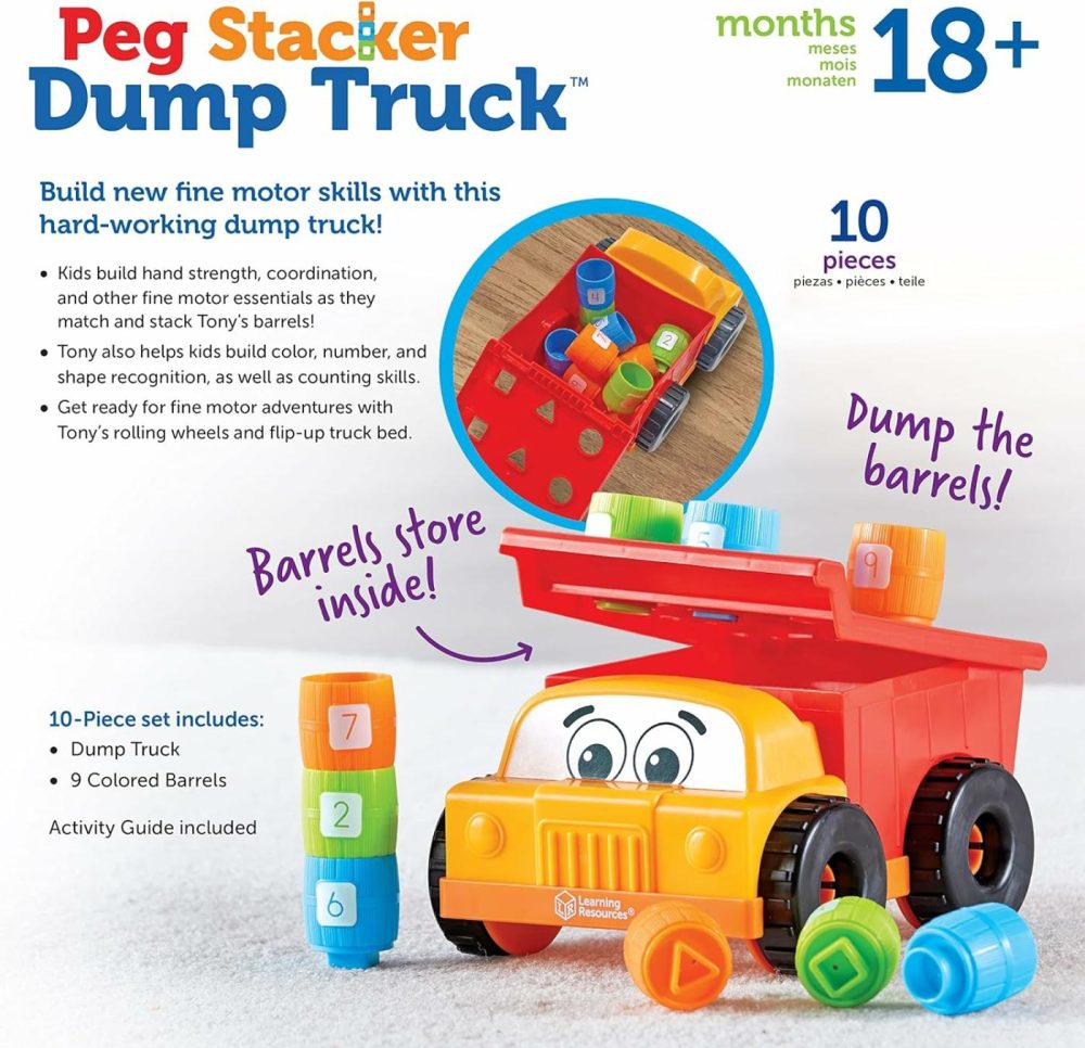 Tony The Peg Stacker Dump Truck – 10 Pieces  Ages 18+ Months Fine Motor Skills Toy For Toddlers  Preschool Toys  |  Sorting & Stacking Toys All Toys Sorting & Stacking Toys