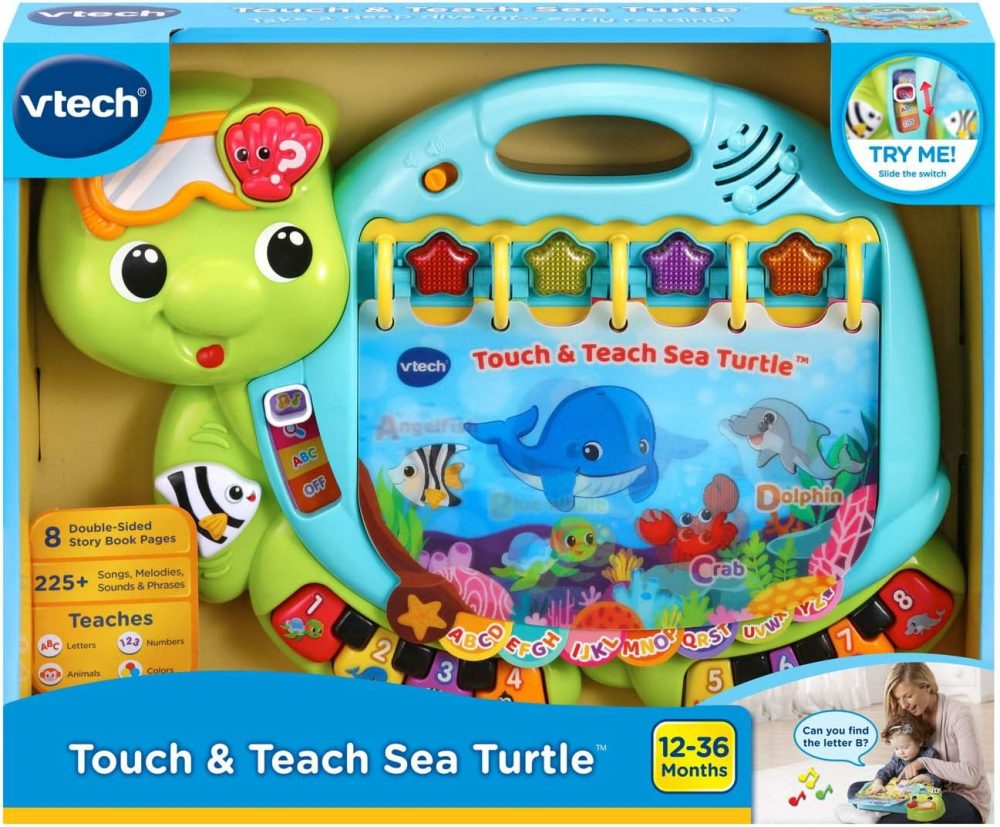 Touch And Teach Sea Turtle Interactive Learning Book  Green  |  Musical Toys All Toys