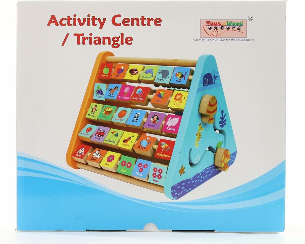 Towo Wooden Activity Centre Triangle Toys – Flip Flop Alphabet Blocks Abacus Clock – Activity Cube For Toddlers 5 In 1- Activity Toys For Babies Montessori Learning-Wooden Toys For 1 Year Old  |  Activity Cubes Activity Cubes Activity Cubes