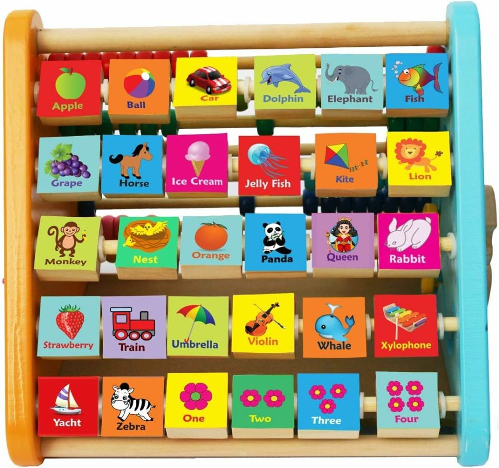 Towo Wooden Activity Centre Triangle Toys – Flip Flop Alphabet Blocks Abacus Clock – Activity Cube For Toddlers 5 In 1- Activity Toys For Babies Montessori Learning-Wooden Toys For 1 Year Old  |  Activity Cubes Activity Cubes Activity Cubes