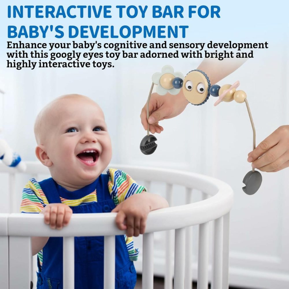 Toy Bar For Baby Bouncer Stroller Arch Toy – Googly Eyes Toy For Baby Car Seat – Baby-Safe Plastic Baby Bouncer Toy Bar – Easy To Install Baby Bouncer Accessory – No Music  |  Car Seat & Stroller Toys All Toys Car Seat & Stroller Toys