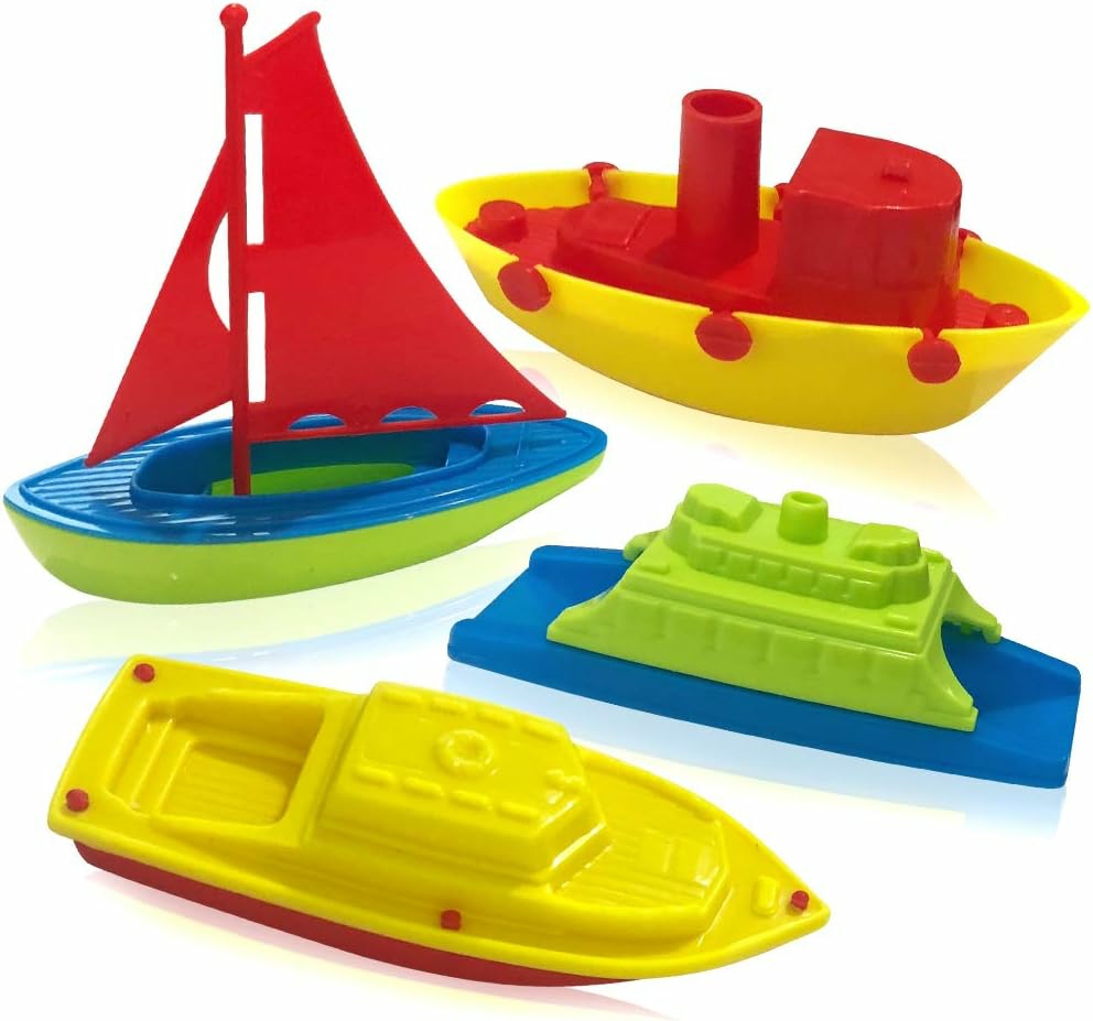 Toy Boat Bath Toys For Kids & Toddlers  Set Of 4  Kids Pool Toys For Outdoor Water Play  Floating Pool Boat Toys For Bathtub  Summer Beach Toys  Cute Party Favors For Boys And Girls  |  Bath Toys All Toys Bath Toys