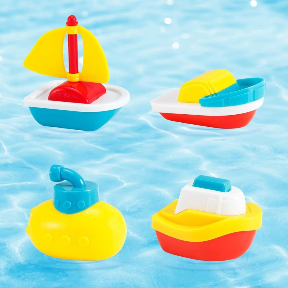 Toy Boat Bath Toys For Toddlers 1-3  Set Of 4  Floating Toy Boats For Bathtub  Kids Pool Toys For Outdoor Water Play  Mold Free Shower Water Table Pool Beach Toys  Ideal Christmas Birthday Gift  |  Bath Toys All Toys Bath Toys