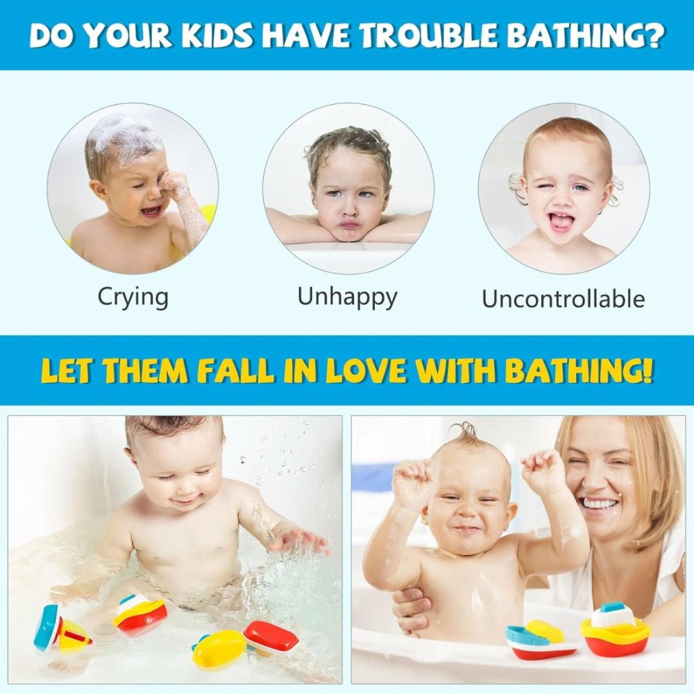 Toy Boat Bath Toys For Toddlers 1-3  Set Of 4  Floating Toy Boats For Bathtub  Kids Pool Toys For Outdoor Water Play  Mold Free Shower Water Table Pool Beach Toys  Ideal Christmas Birthday Gift  |  Bath Toys All Toys Bath Toys