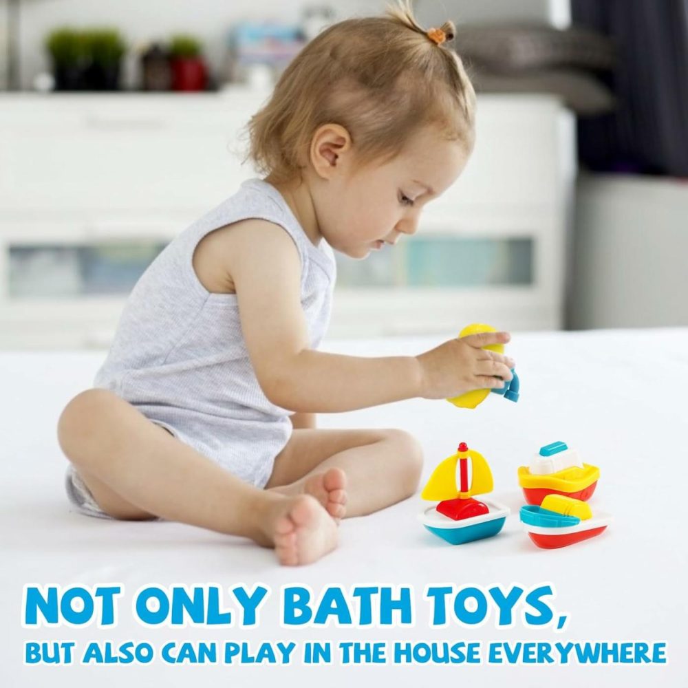 Toy Boat Bath Toys For Toddlers 1-3  Set Of 4  Floating Toy Boats For Bathtub  Kids Pool Toys For Outdoor Water Play  Mold Free Shower Water Table Pool Beach Toys  Ideal Christmas Birthday Gift  |  Bath Toys All Toys Bath Toys