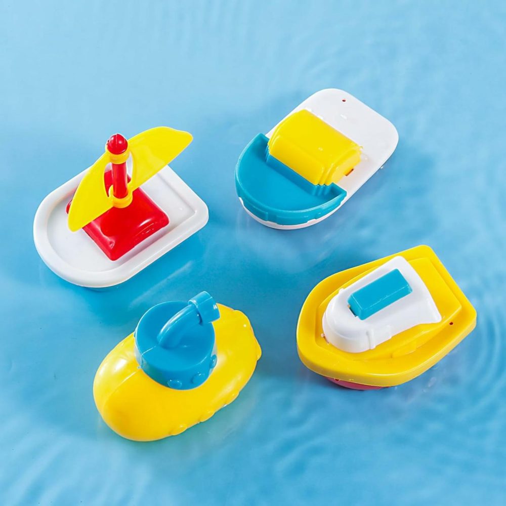 Toy Boat Bath Toys For Toddlers 1-3  Set Of 4  Floating Toy Boats For Bathtub  Kids Pool Toys For Outdoor Water Play  Mold Free Shower Water Table Pool Beach Toys  Ideal Christmas Birthday Gift  |  Bath Toys All Toys Bath Toys