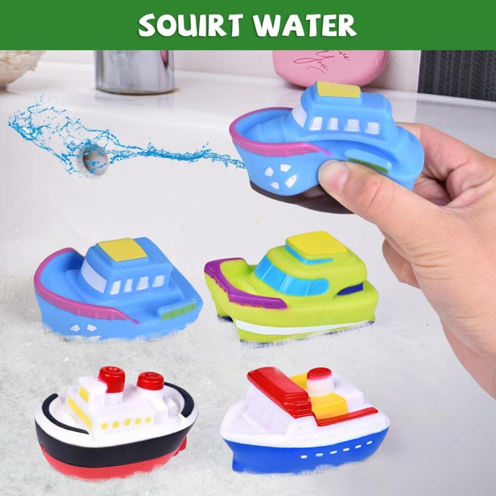 Toy Boat Bath Toys For Toddlers With 4 Mini Car Toys And 4 Bath Boat Squirters  Kids Ferry Boat For Bathtub Bathroom Pool Beach Toys  |  Bath Toys All Toys Bath Toys