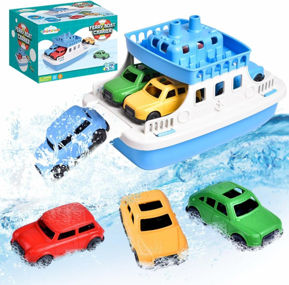 Toy Boat Bath Toys For Toddlers With 4 Mini Car Toys  Kids Water Toys Ferry Boat For Bathtub Bathroom Pool Beach Toys  Birthday Gifts  |  Bath Toys All Toys Bath Toys