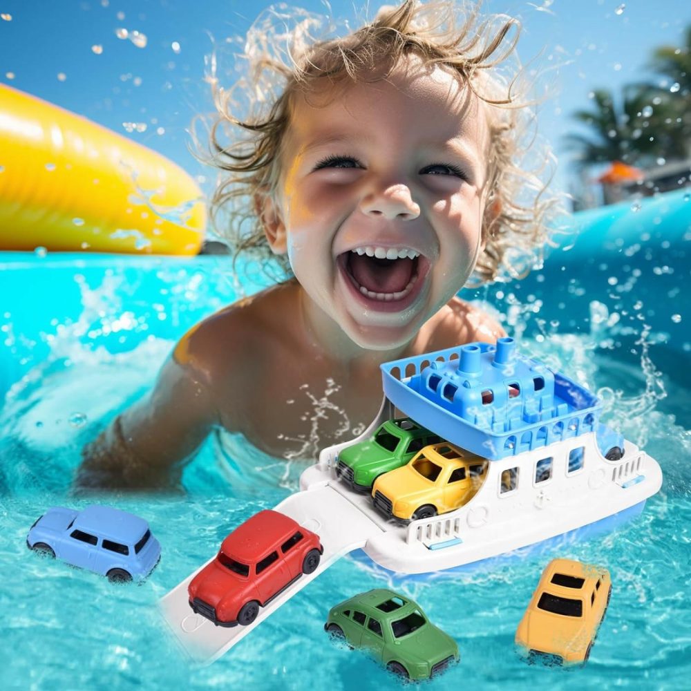 Toy Boat Bath Toys For Toddlers With 4 Mini Car Toys  Kids Water Toys Ferry Boat For Bathtub Bathroom Pool Beach Toys  Birthday Gifts  |  Bath Toys All Toys Bath Toys