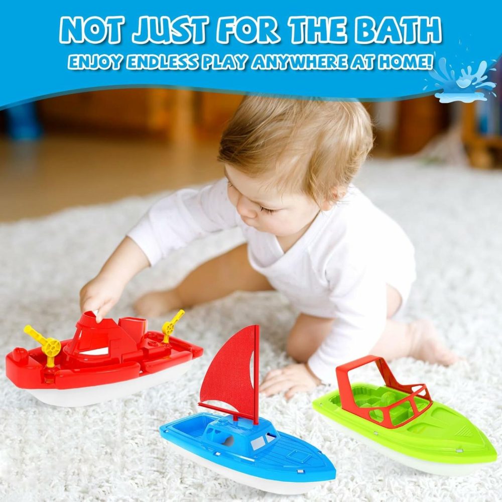 Toy Boats  3 Pcs Boat Bath Toy Toddler Pool Toys  Toy Boats For Water Play Plastic Toy Boats For Toddlers 1-3  |  Bath Toys All Toys Bath Toys