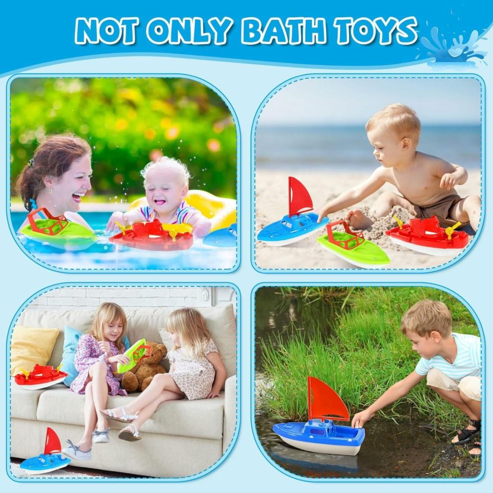 Toy Boats  3 Pcs Boat Bath Toy Toddler Pool Toys  Toy Boats For Water Play Plastic Toy Boats For Toddlers 1-3  |  Bath Toys All Toys Bath Toys