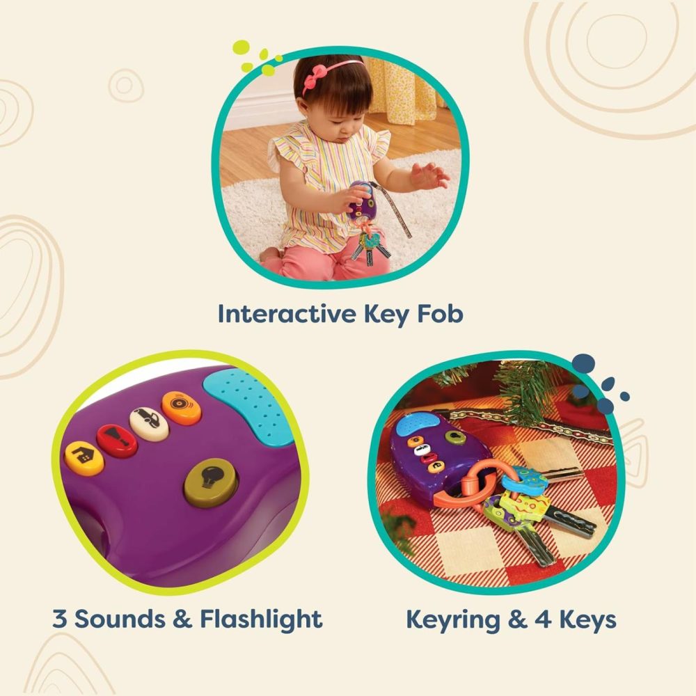 Toy Car Keys – Key Fob With Lights & Sounds – Interactive Baby Toy – Pretend Keys For Babies  Toddlers – 10 Months + – Funkeys – Purple  |  Musical Toys All Toys