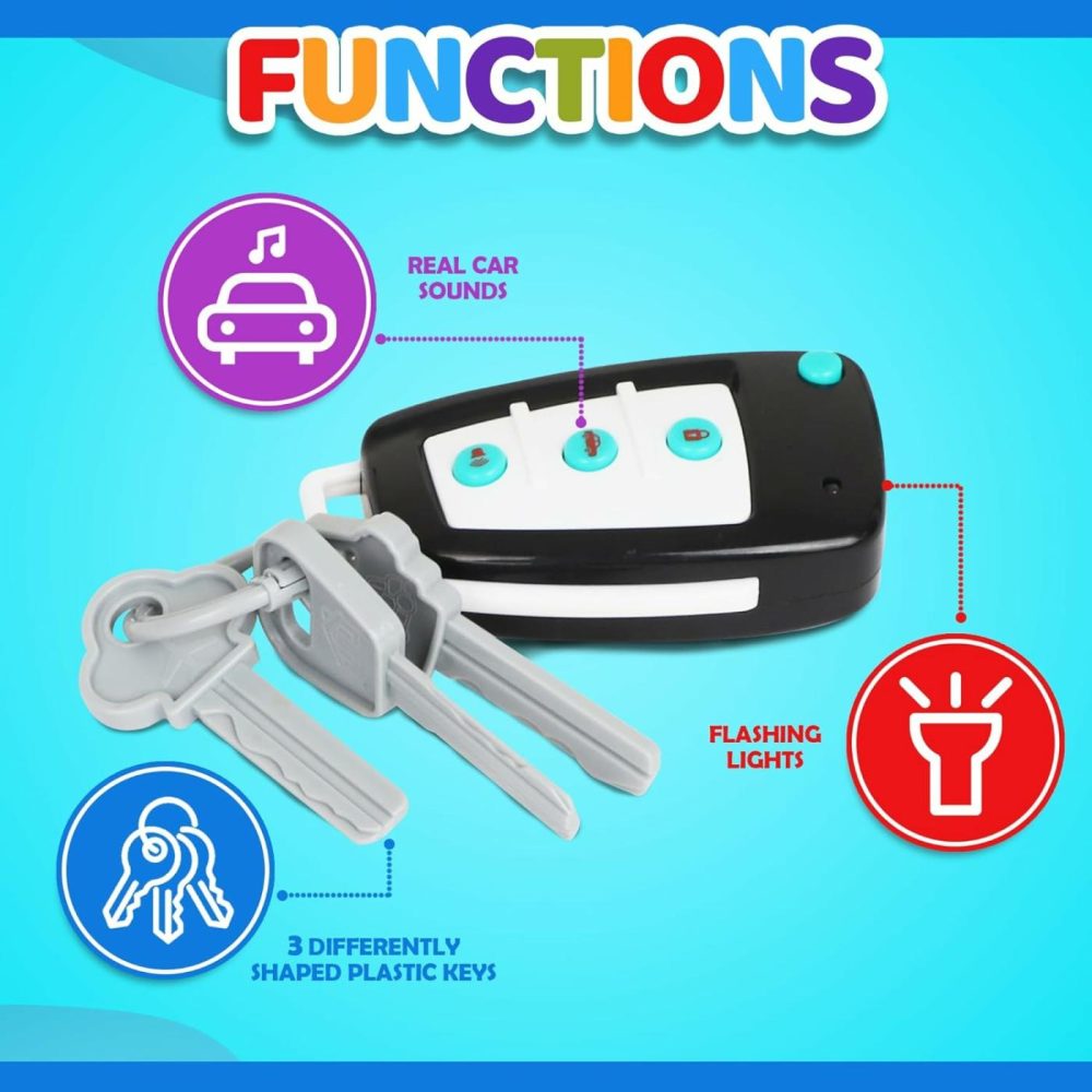 Toy Car Keys – Real Looking Play Toddler Remote Car Key – Interactive Kids Baby Keys With Lights And Sound Effetcs – Pretend Toy Keys For Boys Girls Age 3+  |  Musical Toys All Toys Keys