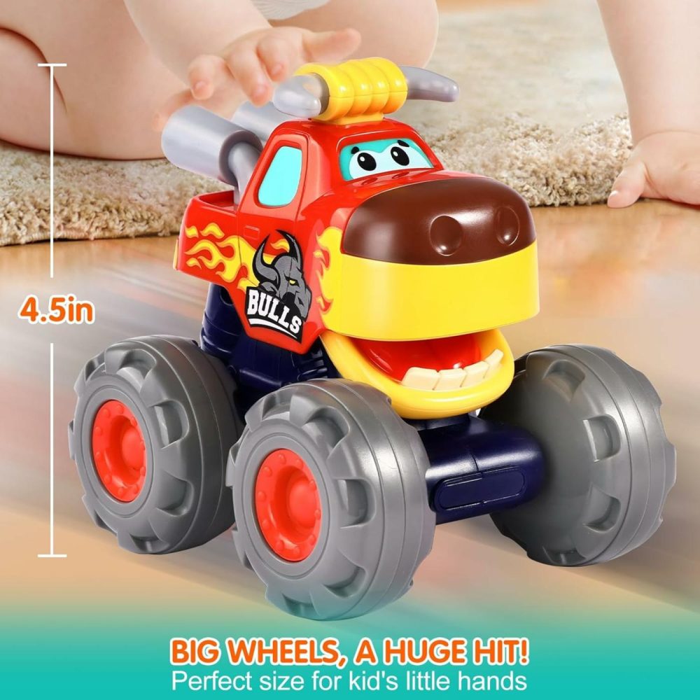 Toy Cars For 1 2 3 Year Old 3 Pack Monster Truck Toy Push & Go Crocodile Friction Powered Bull Pull Back Leopard Car Big Wheel Animal Car Baby Toy Gift For 12 18 Month Boys Girls Toddlers  |  Push & Pull Toys All Toys Push & Pull Toys