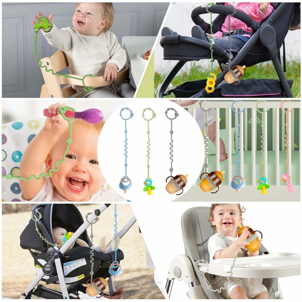 Toy Safety Straps  Toy Bungee Cords Baby  3 Pack Stroller Straps Adjustable Baby Teether Toy Straps  Sippy Cup Holder Straps For Strollers  Applies To Teether Toy  Stroller Accessories.  |  Teethers All Toys Grey