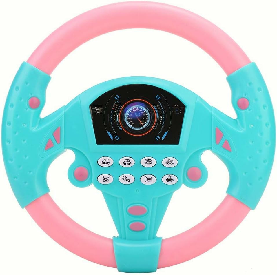 Toy Steering Wheel  Steering Wheel Tool  Copilot Steering Wheel Tool  Easy Operation Portable Toddler Girls Boys Children For Kids (Pink Blue)  |  Musical Toys All Toys Pink & Blue